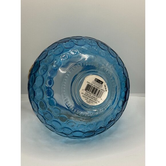 Blue Bubble Glass Hanging Candle Holder With Metal & Rope Handle - Picture 7 of 14